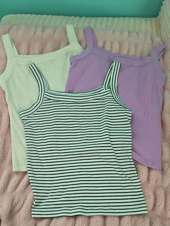 American Eagle Outfitters Tops - Women’s Ribbed Tank Tops - Lavender, Cream & Black-White Stripe